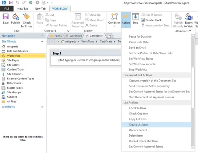 Create list item