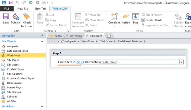 Workflow setting
