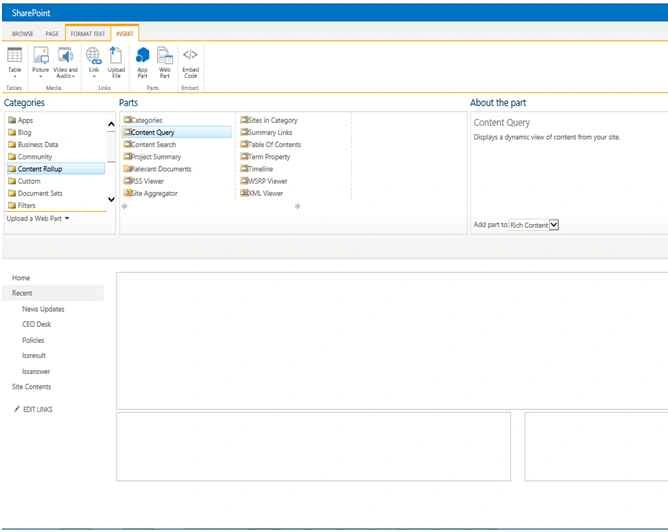 add a content query webpart in a page