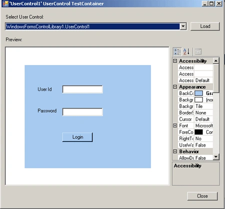 login validation user control
