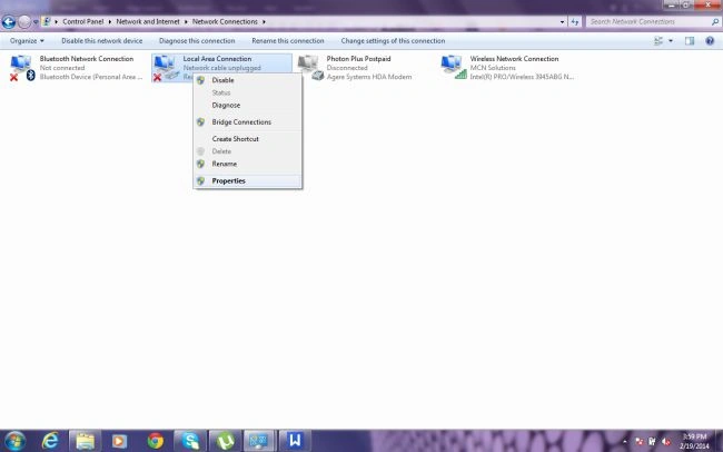 change adapter settings