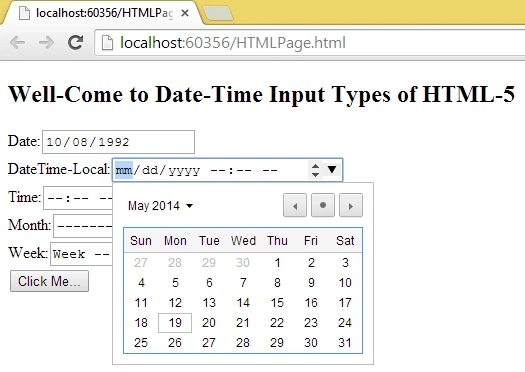 Local date and time