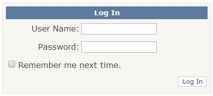 Login page