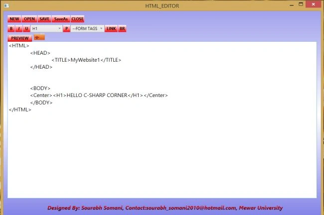 Main output Window