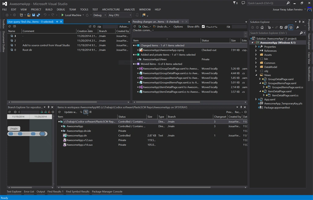 Branch explorer contains