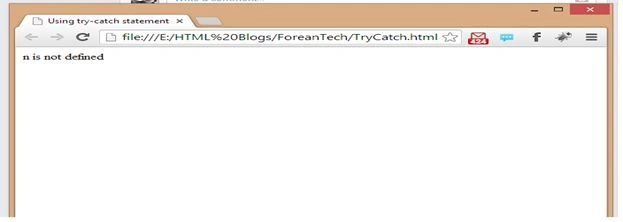 JavaScript Try Catch Statement Output