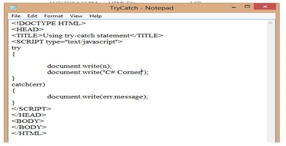 JavaScript Try Catch Statement