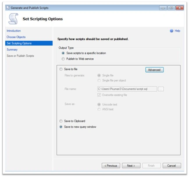 set script option