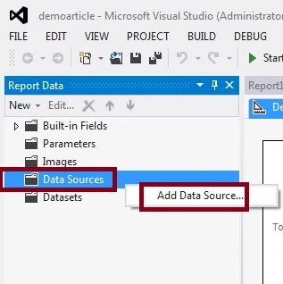 create data source in SSRS report