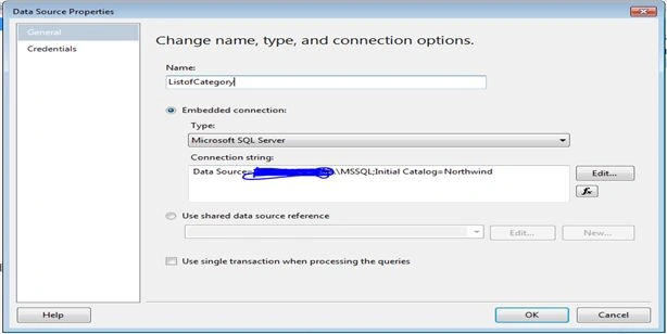 create data source in SSRS report