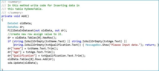local database table