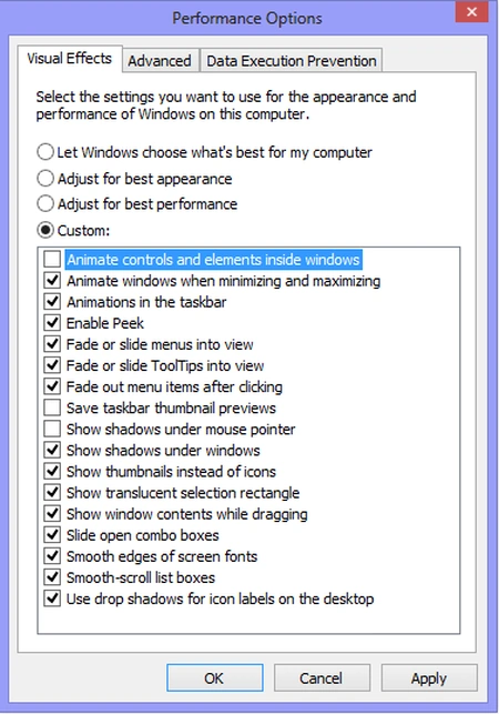 Performance tab