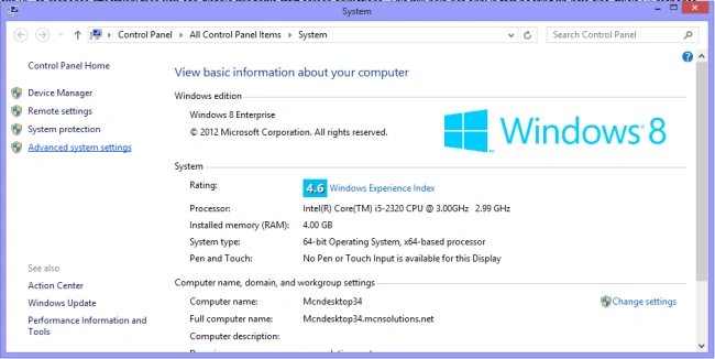 Advanced system settings
