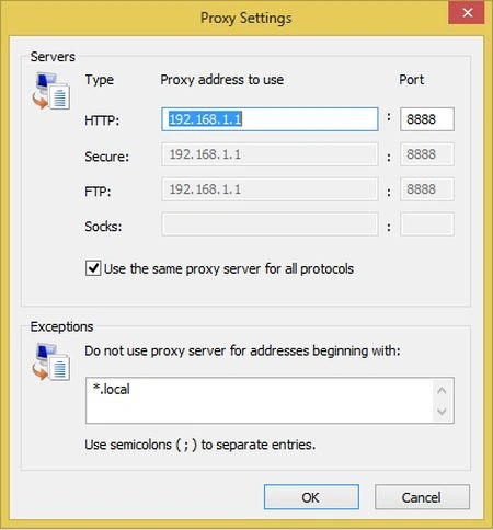 Proxy settings