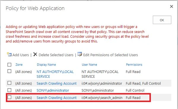 policy for web application