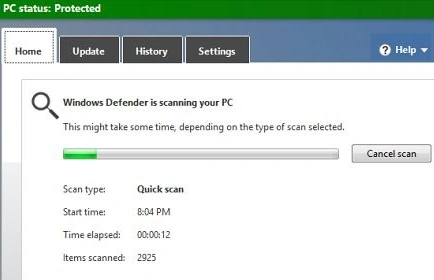 Window defender is running your pc