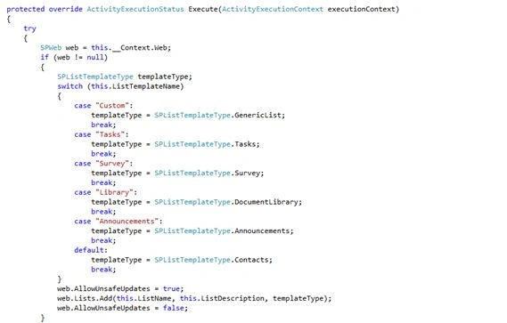 code to Execute method