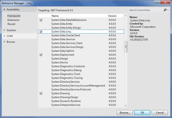 Adding LINQ References