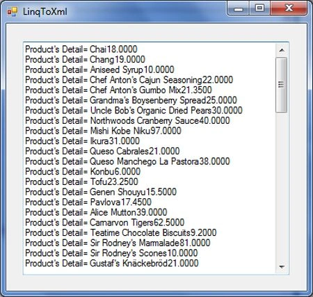 Retrieving product details with LINQ to XML