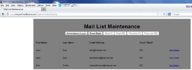 listing of email recipients