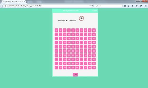 Find number popup window