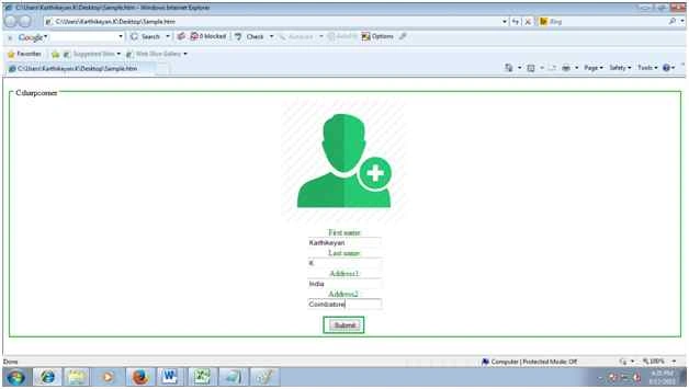 User input data