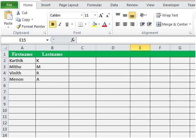 User data sheet