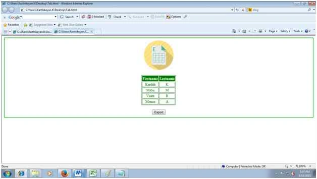 User data table
