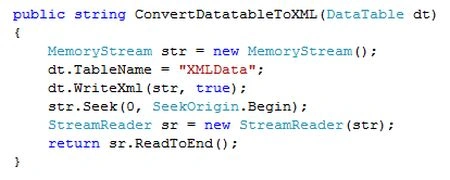 convert data table to xml