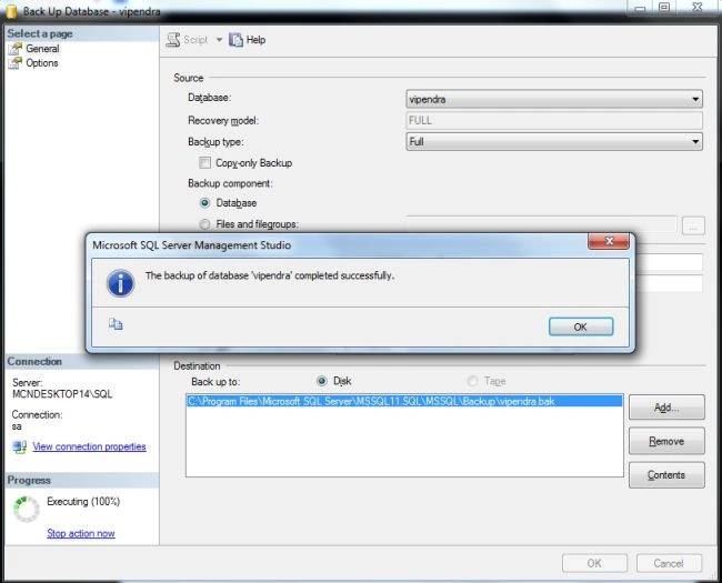 Database Backup in SQL Server 2012