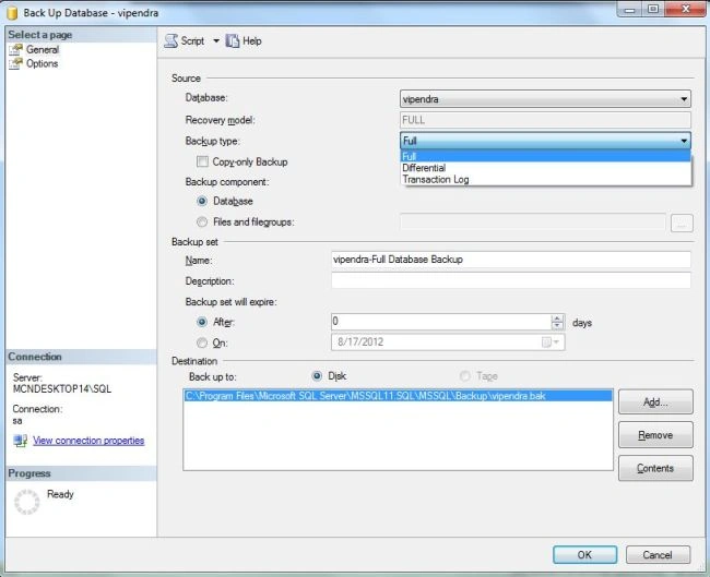 Database Backup in SQL Server 2012