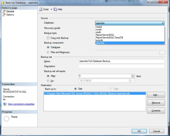 Database Backup in SQL Server 2012