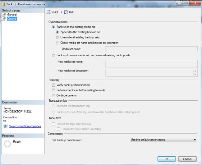 Database Backup in SQL Server 2012