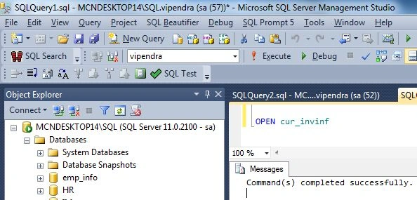 Open Cursor in SQL Server