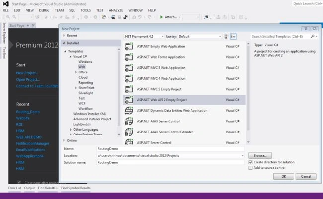 Create a Web Api Project