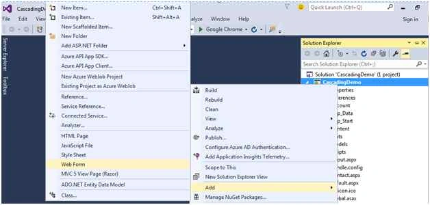 New ASP.NET Project dialog