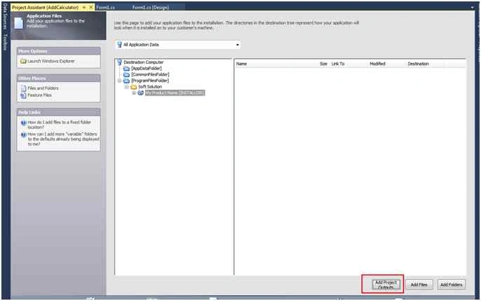 Add Project Output