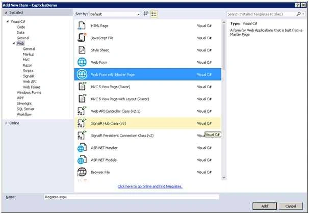 Web Form with Master Page