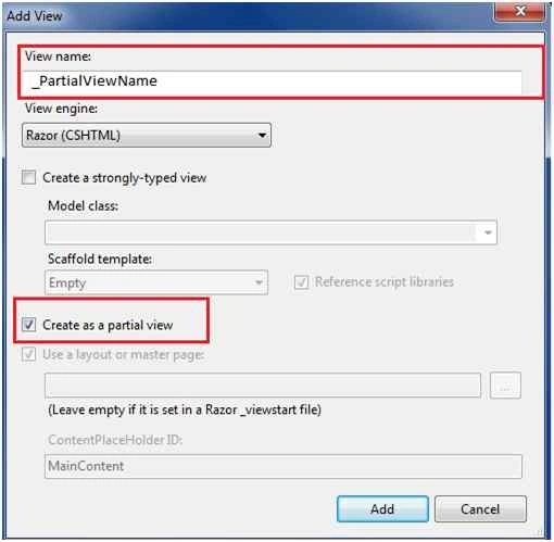 Create as a Partial View