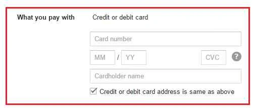 Enter Card details