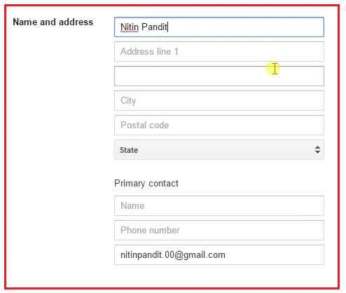 enter your name and address
