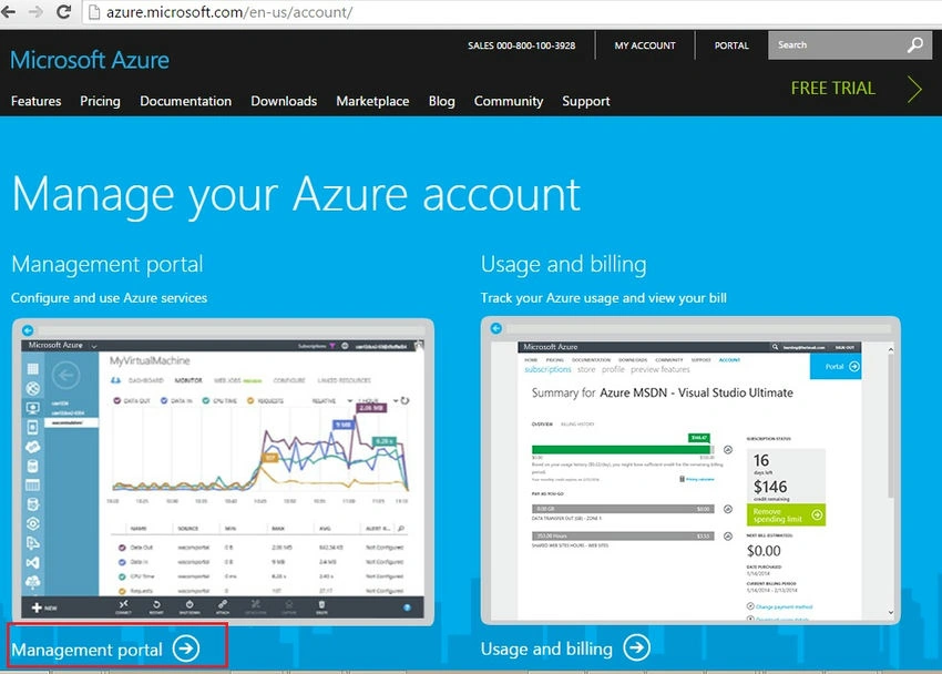 Go to Manage Portal