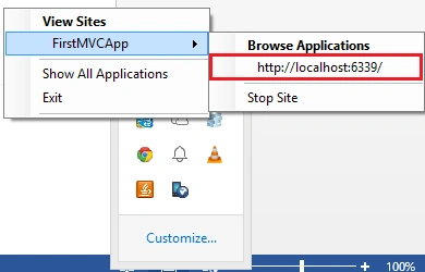IISExpress Taskbar