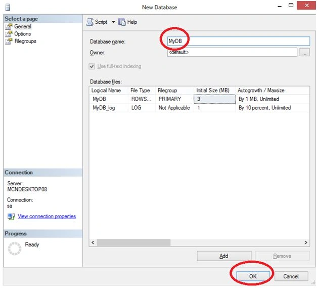 Click New Database
