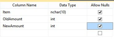 Create log table