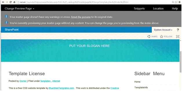 change preview page