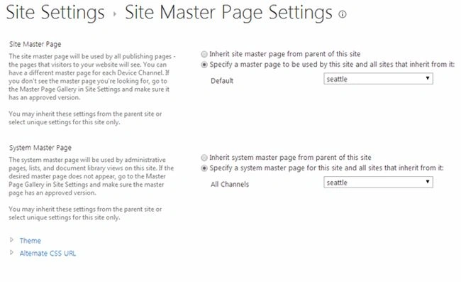 Specify a mast page