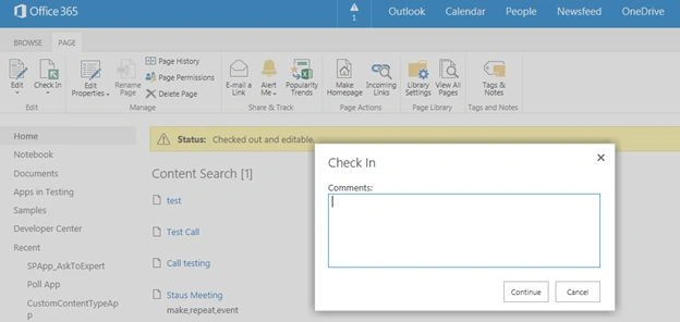 Check in office365