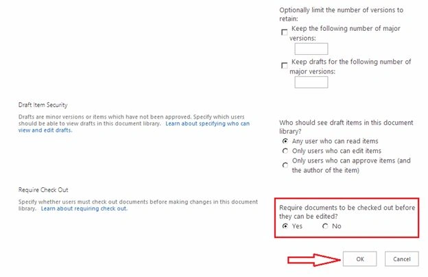 versioning settings
