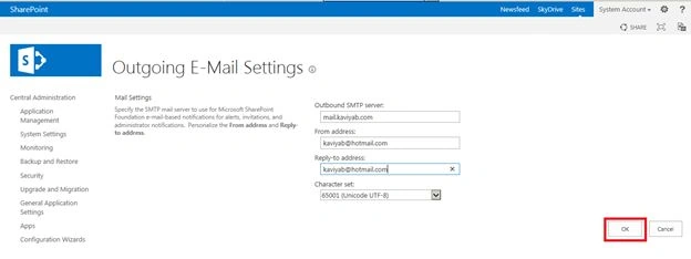 save the settings